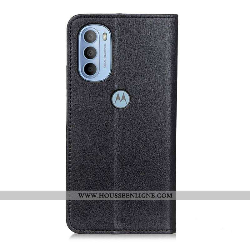 Flip Cover Moto G41 / G31 Cuir Fendu Mat