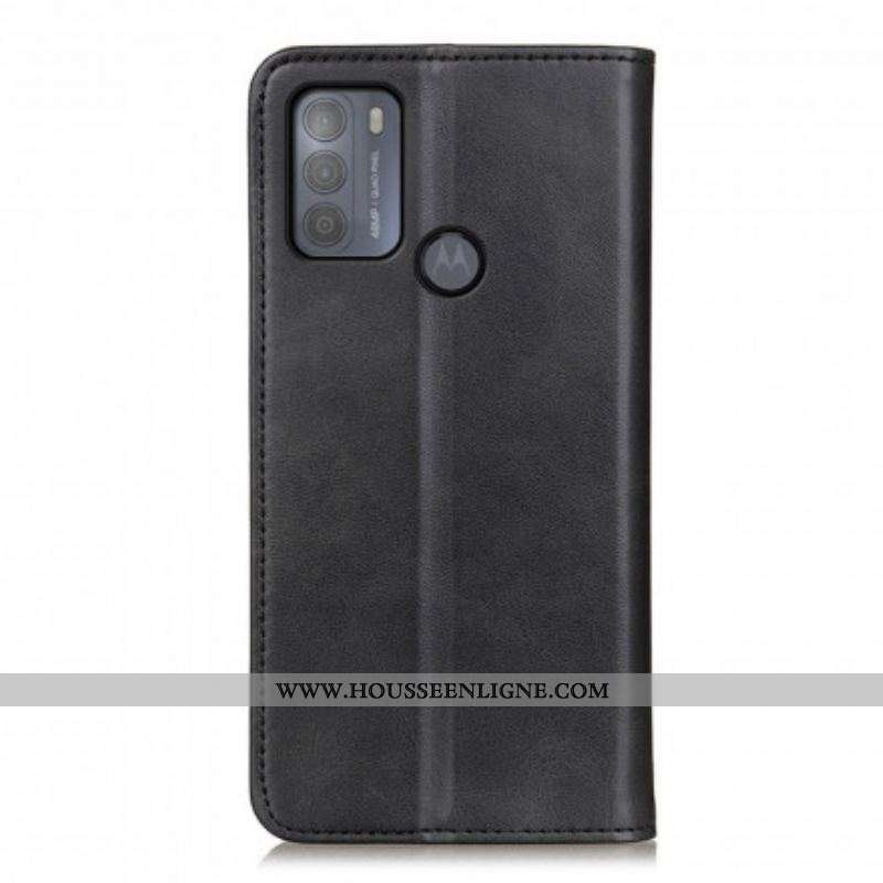 Flip Cover Moto G50 Cuir Fendu