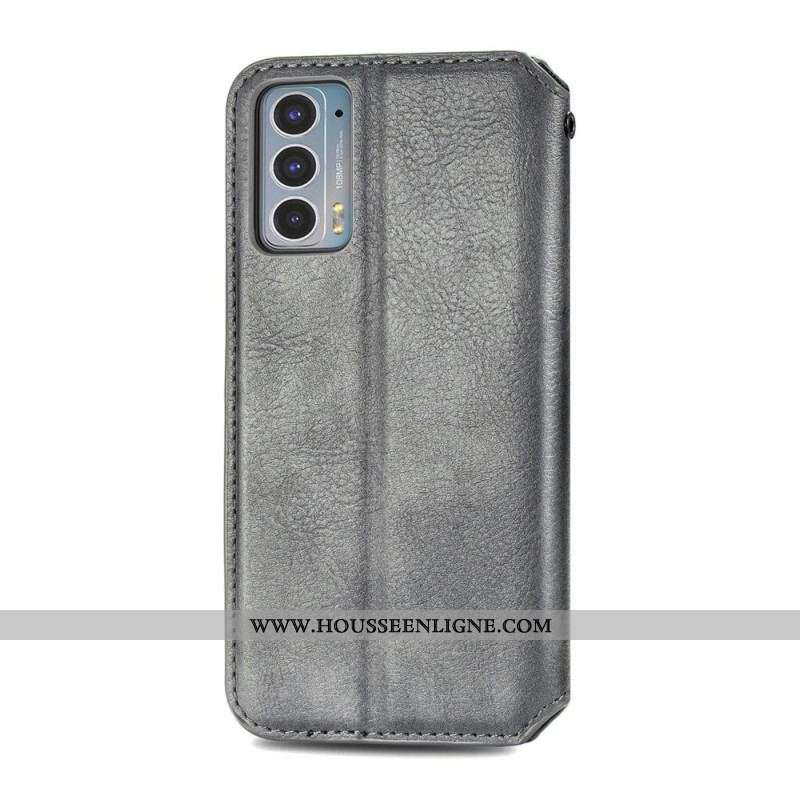 Flip Cover Motorola Edge 20 Effet Cuir Texture Diamant