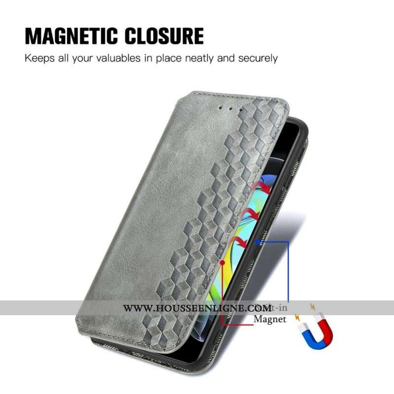 Flip Cover Motorola Edge 20 Effet Cuir Texture Diamant