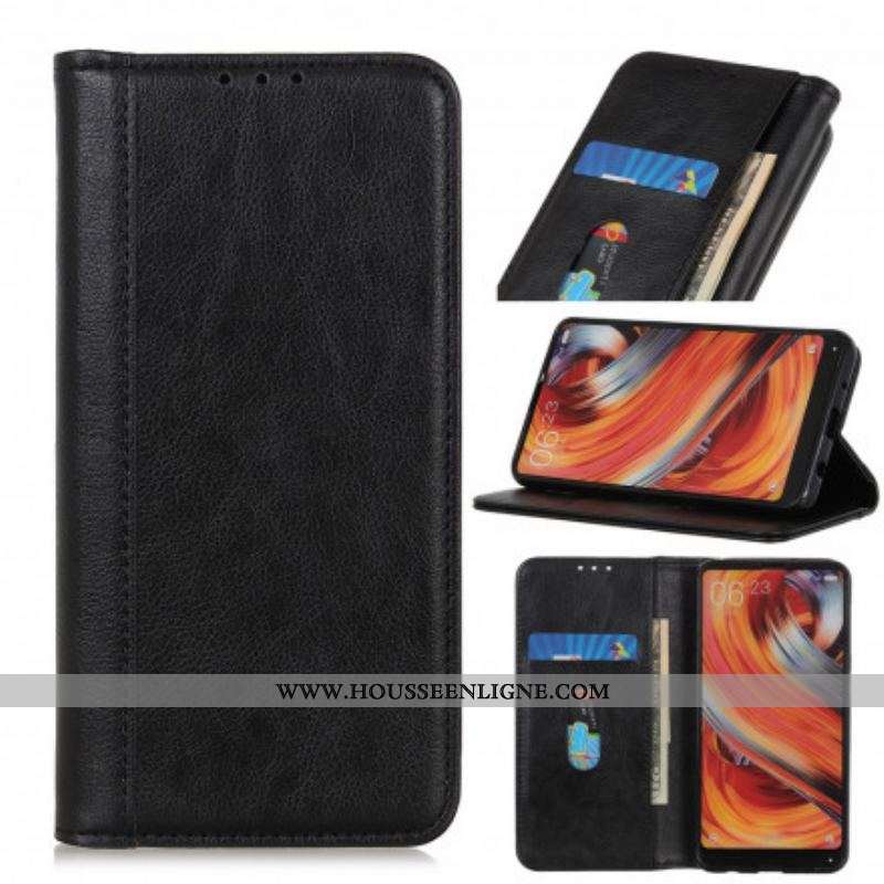 Flip Cover Motorola Edge 20 Lite Version Cuir Litchi Fendu