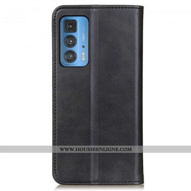 Flip Cover Motorola Edge 20 Pro Cuir Fendu Design