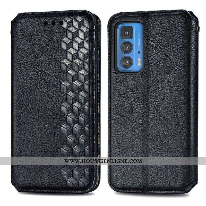 Flip Cover Motorola Edge 20 Pro Effet Cuir Texture Diamant