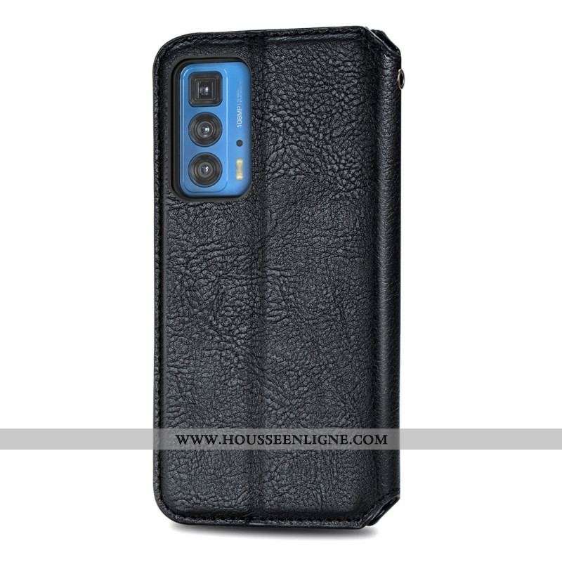 Flip Cover Motorola Edge 20 Pro Effet Cuir Texture Diamant