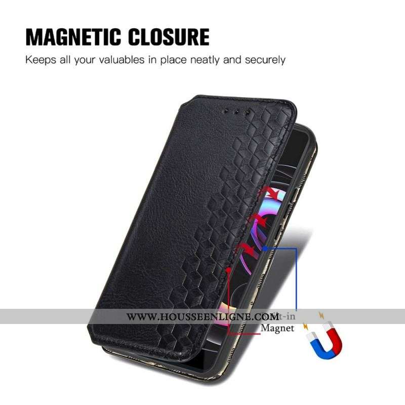 Flip Cover Motorola Edge 20 Pro Effet Cuir Texture Diamant