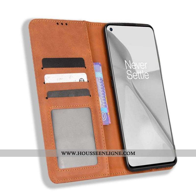 Flip Cover OnePlus 10 Pro 5G Effet Cuir Vintage Stylisé