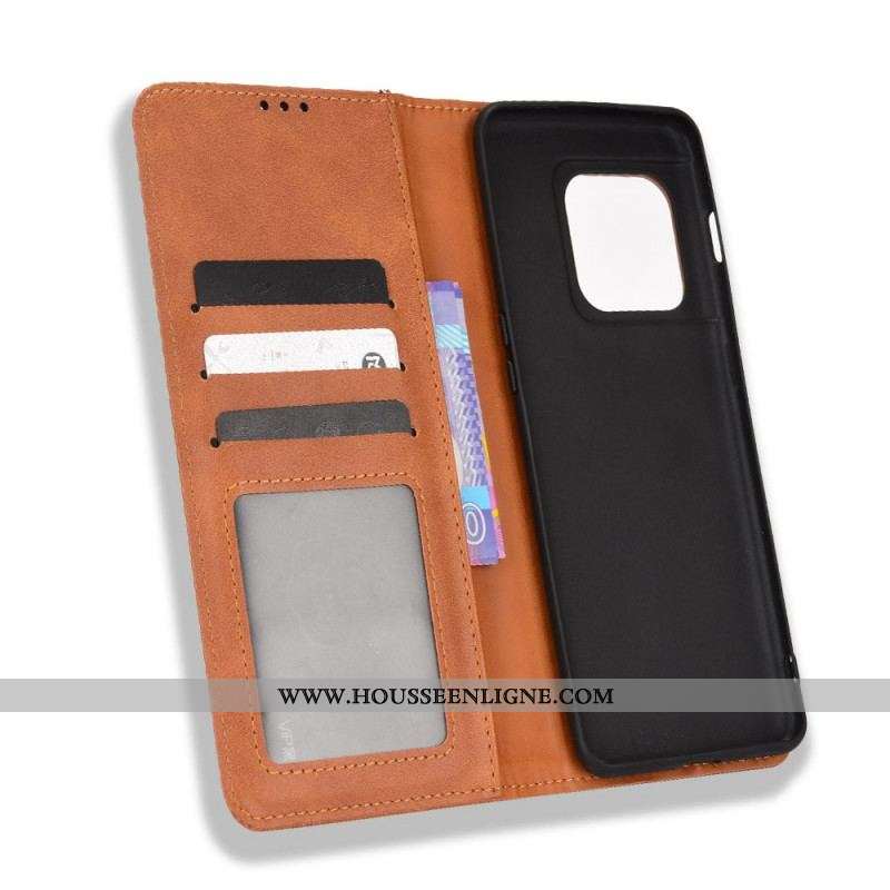 Flip Cover OnePlus 10 Pro 5G Effet Cuir Vintage Stylisé