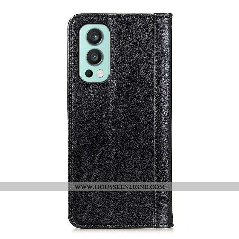 Flip Cover OnePlus Nord 2 5G Version Cuir Litchi Fendu