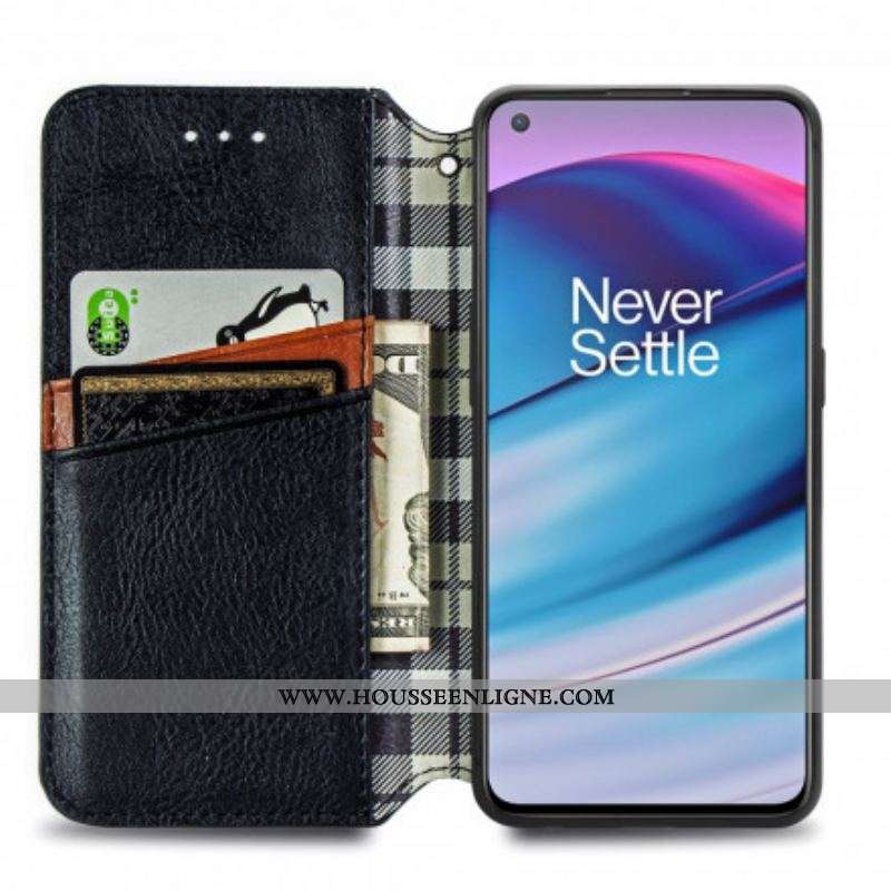 Flip Cover OnePlus Nord CE 5G Effet Cuir Texture Diamant