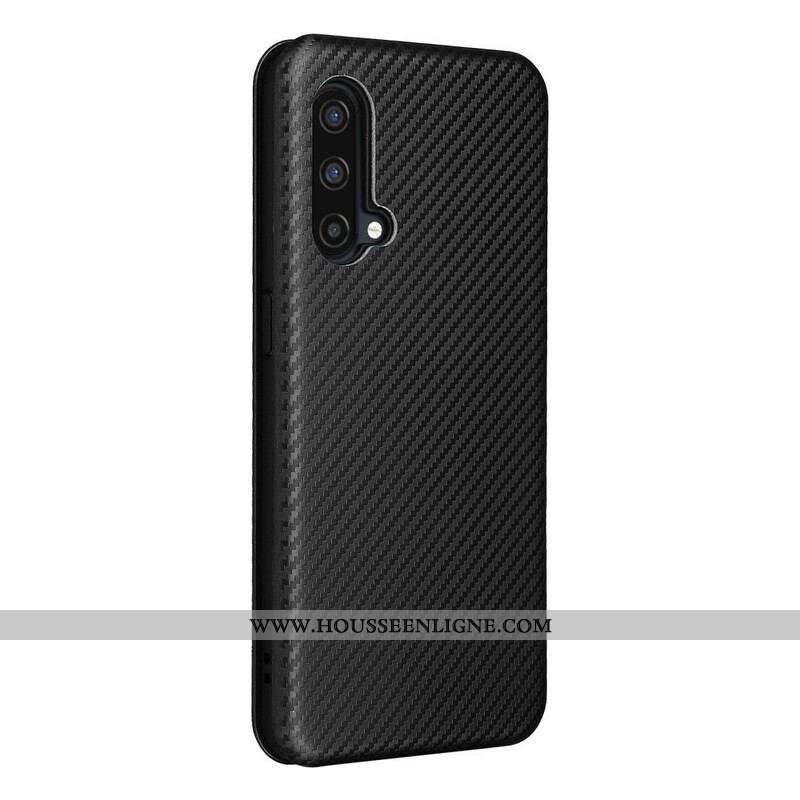 Flip Cover OnePlus Nord CE 5G Silicone Carbone Coloré