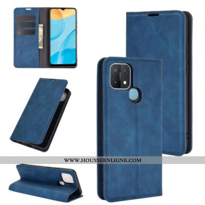 Flip Cover Oppo A15 Effet Cuir Douceur Soie