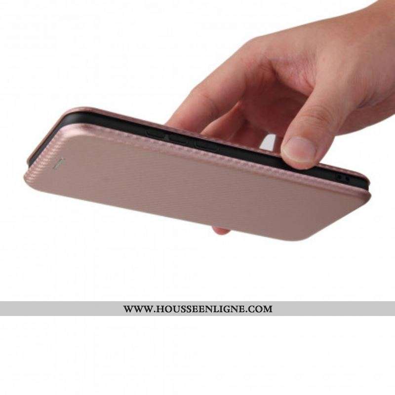 Flip Cover Oppo A15 Silicone Carbone Coloré