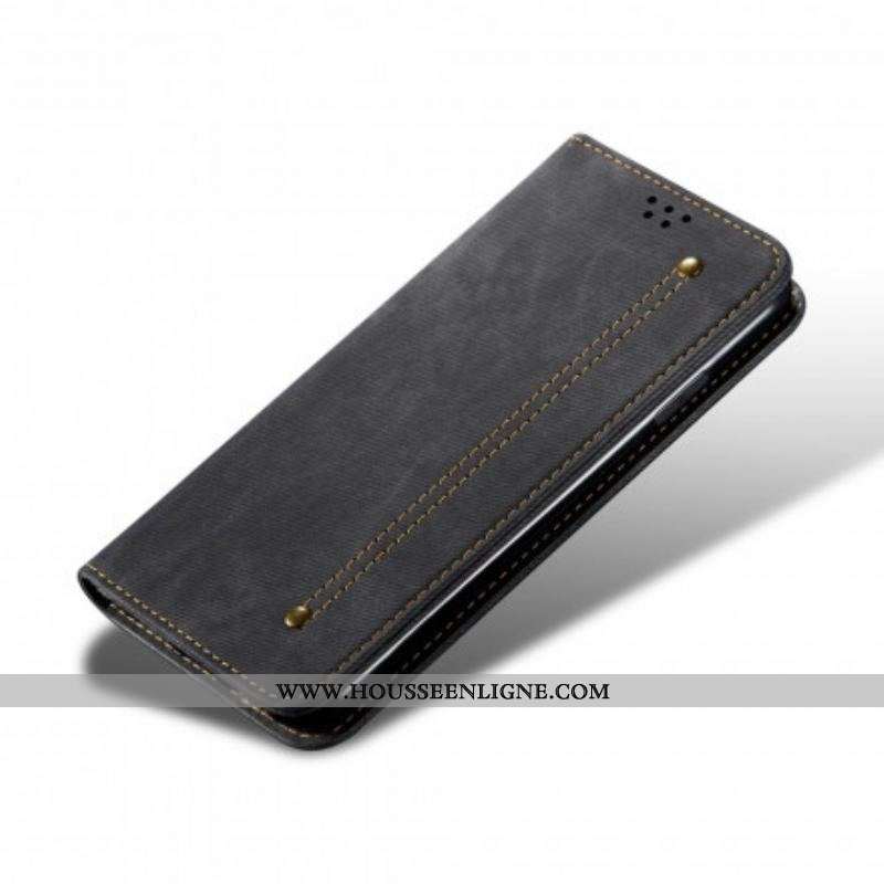 Flip Cover Oppo A15 Simili Cuir Texture Jeans