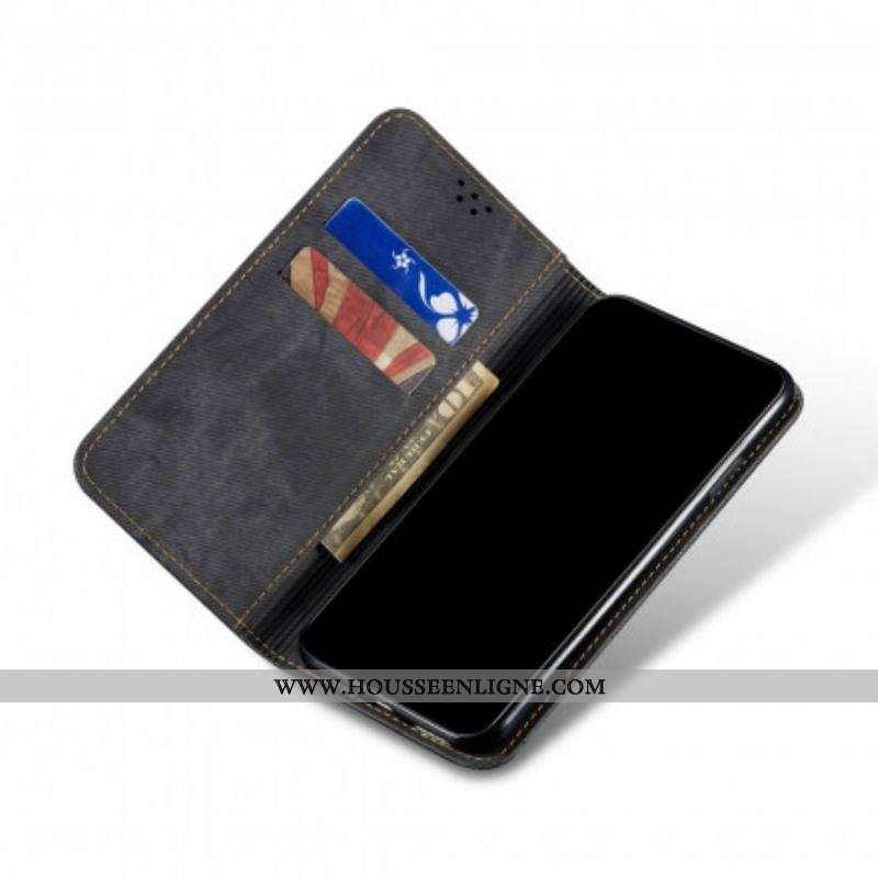 Flip Cover Oppo A15 Simili Cuir Texture Jeans