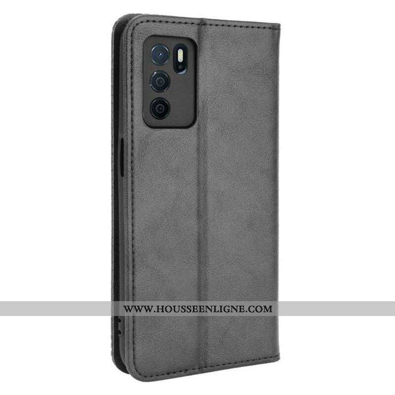 Flip Cover Oppo A16 / A16s Effet Cuir Vintage Stylisé