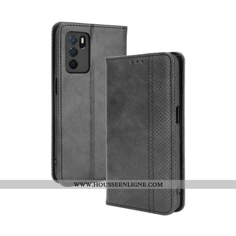 Flip Cover Oppo A16 / A16s Effet Cuir Vintage Stylisé