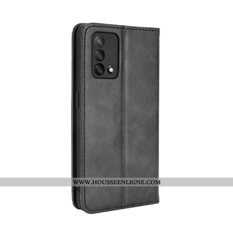 Flip Cover Oppo A74 4G Effet Cuir Vintage Stylisé