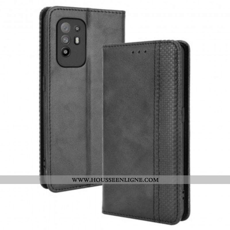 Flip Cover Oppo A94 5G Effet Cuir Vintage Stylisé