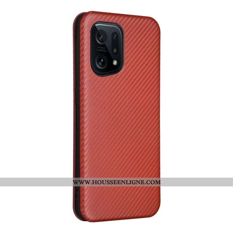 Flip Cover Oppo Find X5 Fibre Carbone