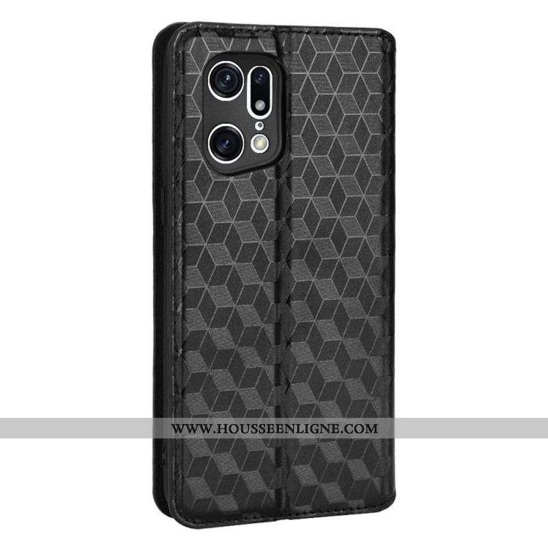 Flip Cover Oppo Find X5 Pro Effet Cuir Diamant 3D