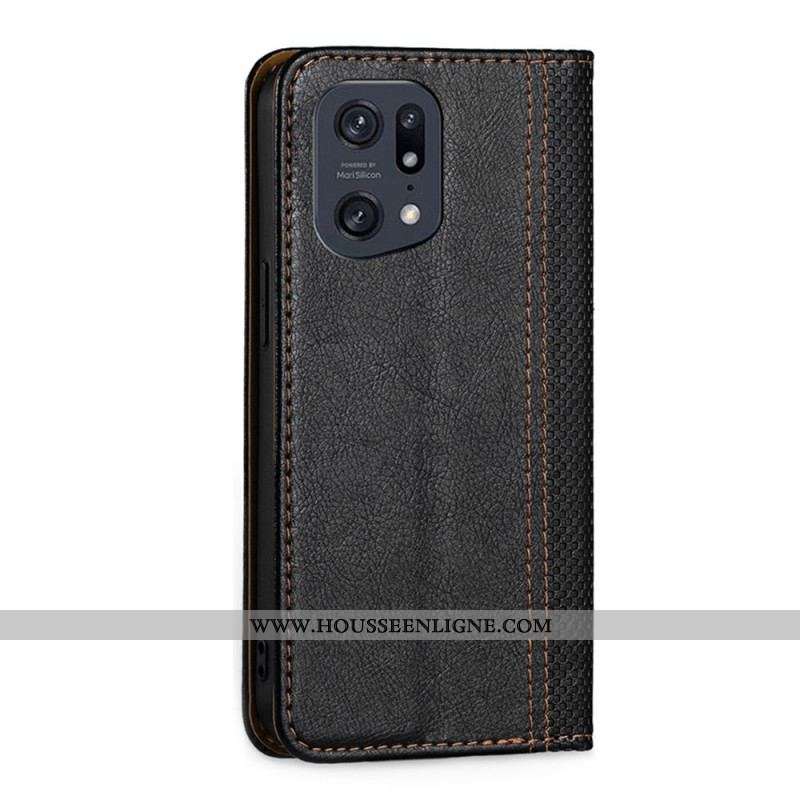 Flip Cover Oppo Find X5 Pro Effet Cuir Vintage