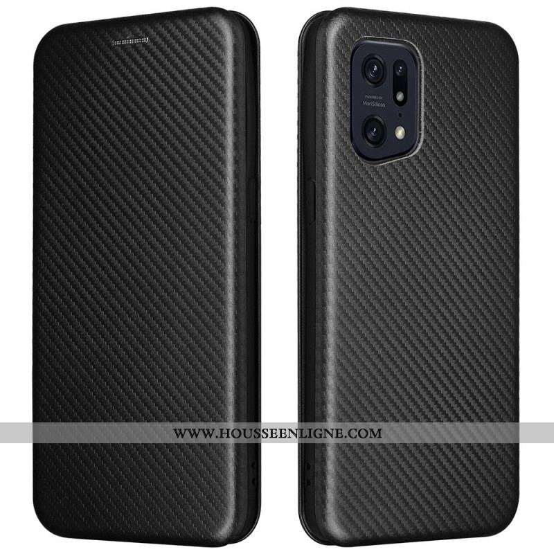 Flip Cover Oppo Find X5 Pro Texture Fibre Carbone