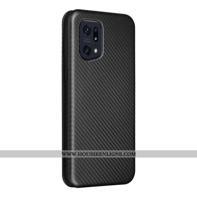 Flip Cover Oppo Find X5 Pro Texture Fibre Carbone