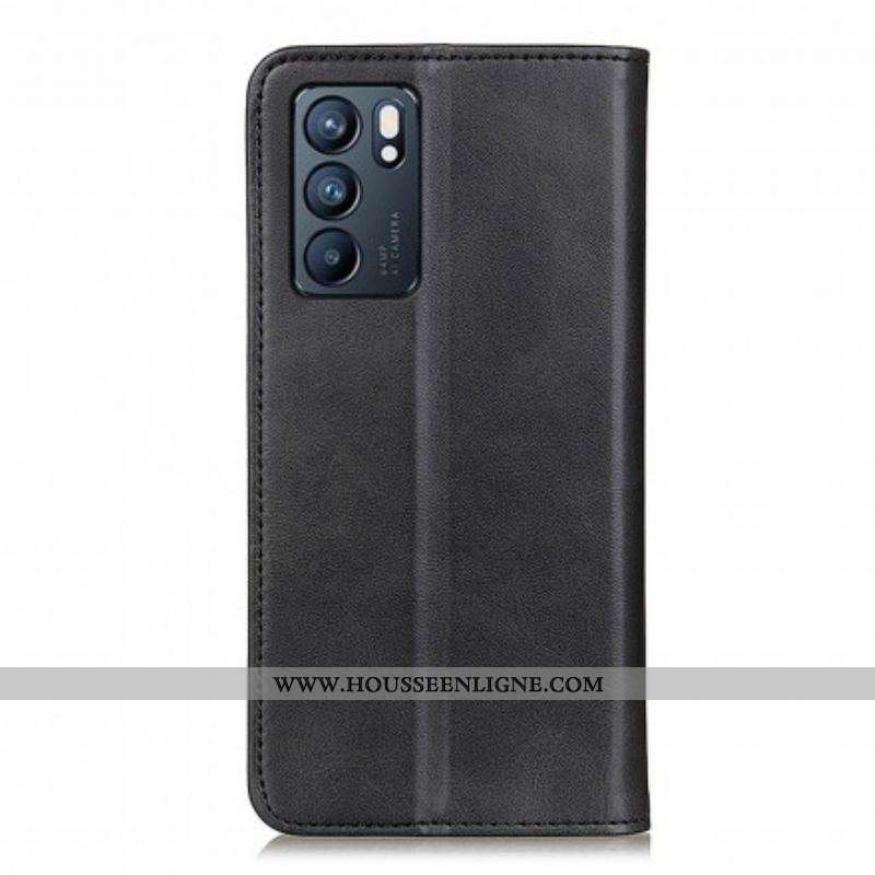 Flip Cover Oppo Reno 6 5G Cuir Fendu Élégance