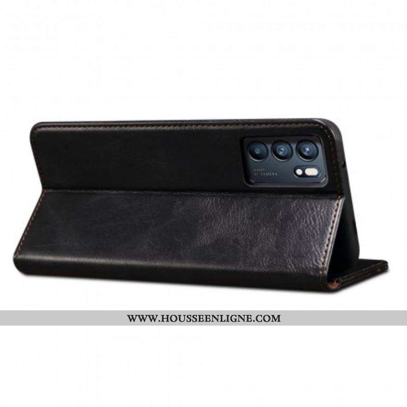 Flip Cover Oppo Reno 6 5G Simili Cuir Ciré