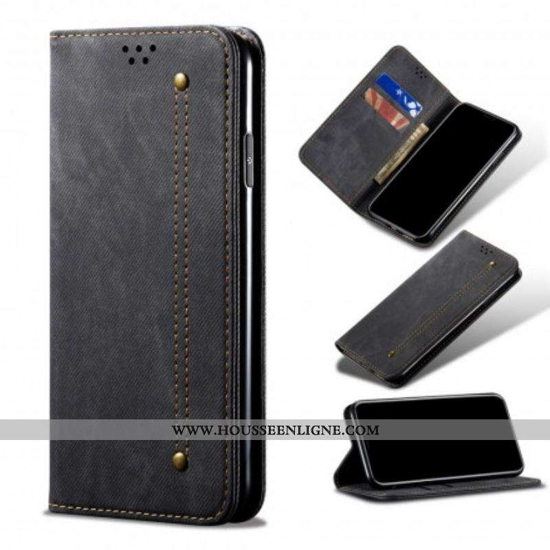 Flip Cover Oppo Reno 6 5G Tissu Jeans