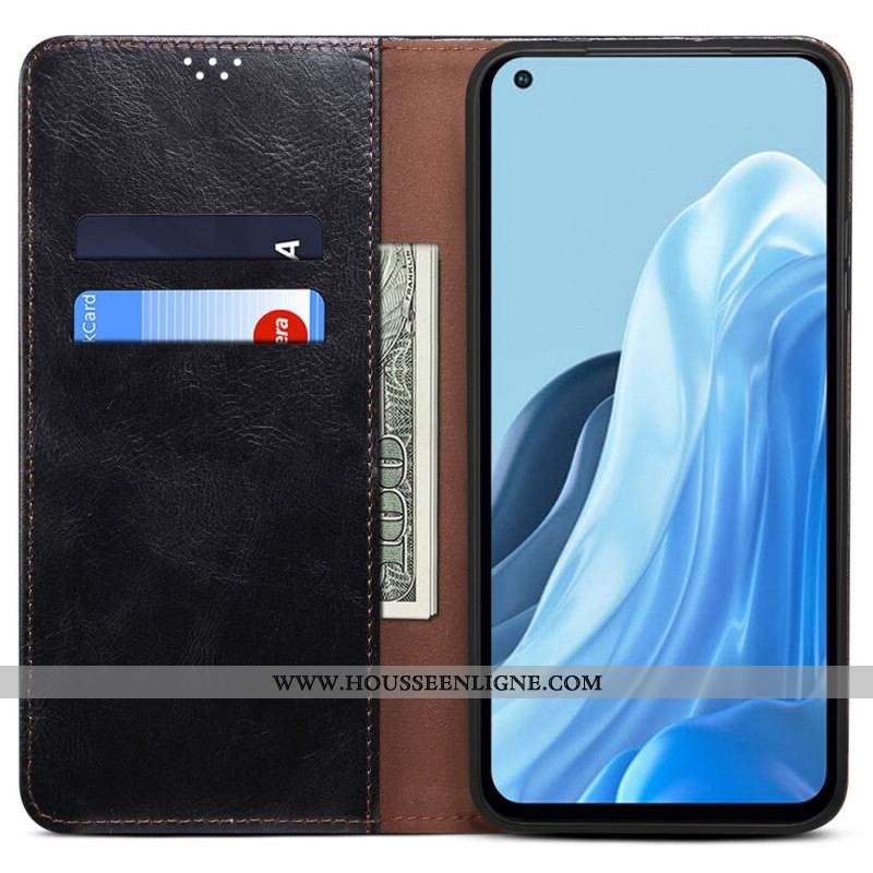 Flip Cover Oppo Reno 7 Simili Cuir Ciré