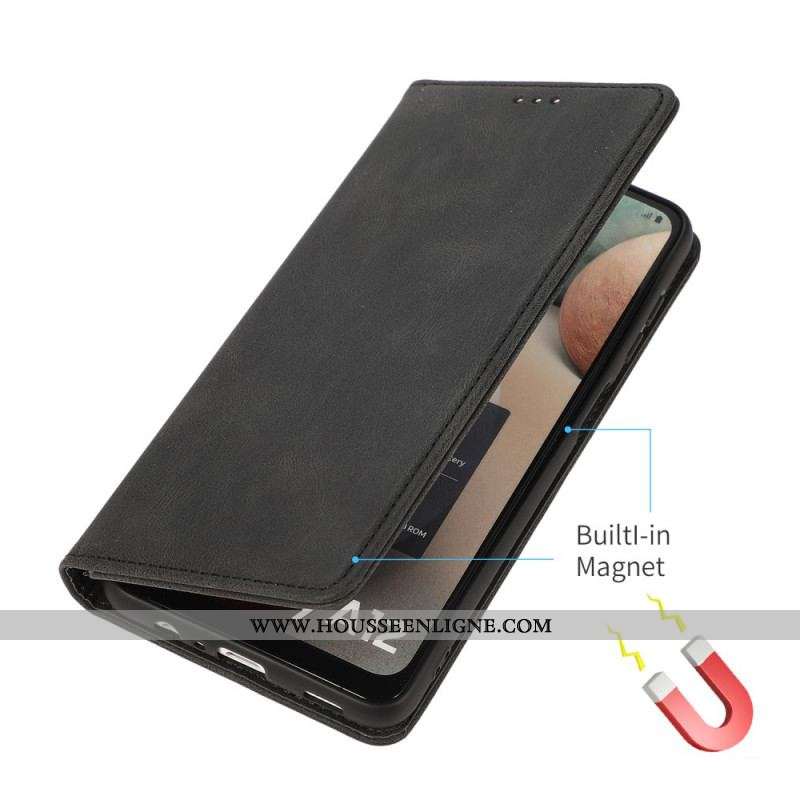 Flip Cover Samsung Galaxy A12 / M12 Effet Cuir Silky Touch