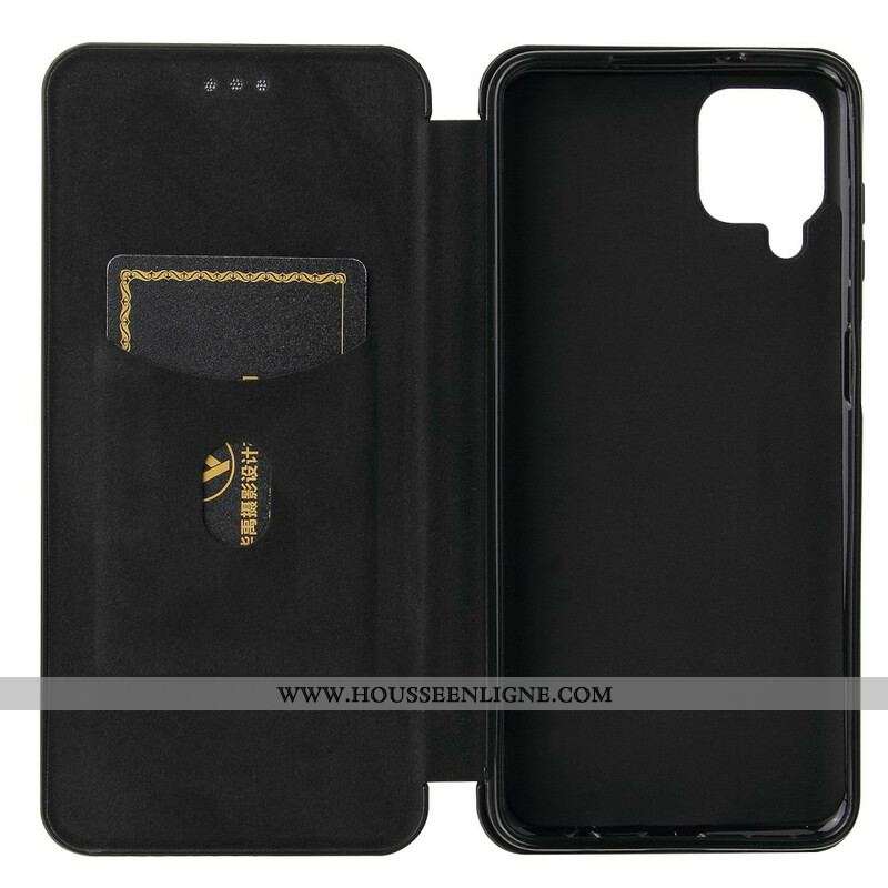 Flip Cover Samsung Galaxy A12 / M12 /Fibre Carbone