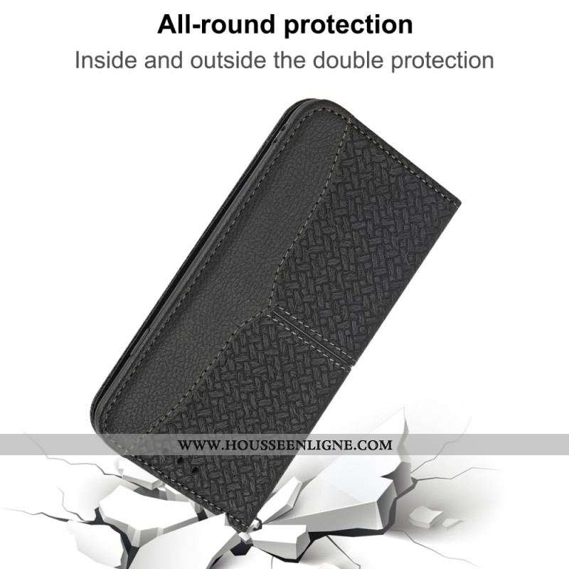 Flip Cover Samsung Galaxy A12 / M12 Style Cuir Tissée à Lanière