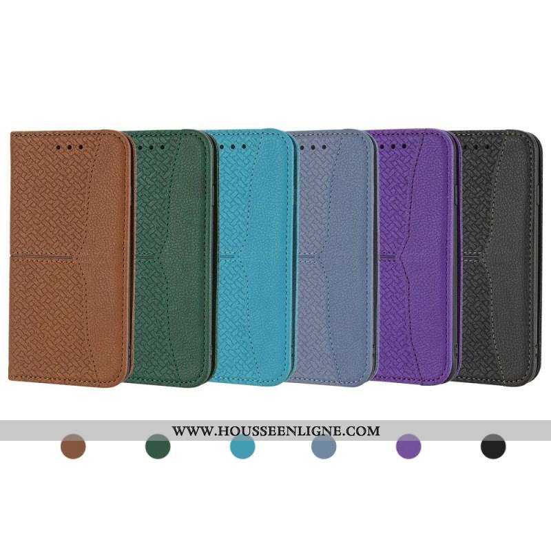 Flip Cover Samsung Galaxy A12 / M12 Style Cuir Tissée à Lanière