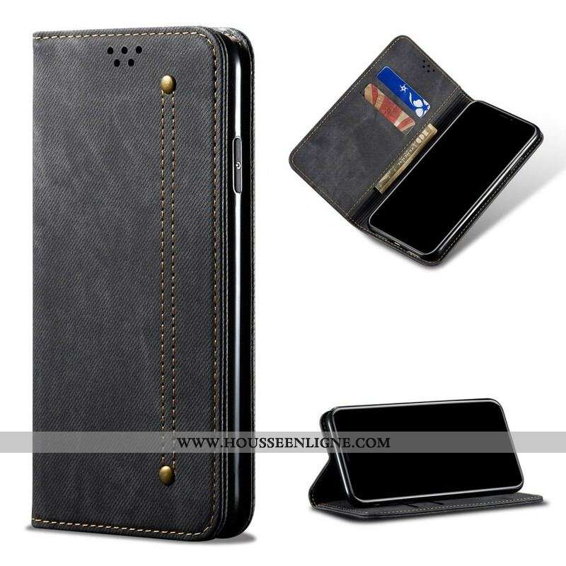 Flip Cover Samsung Galaxy A42 5G Tissu Jeans