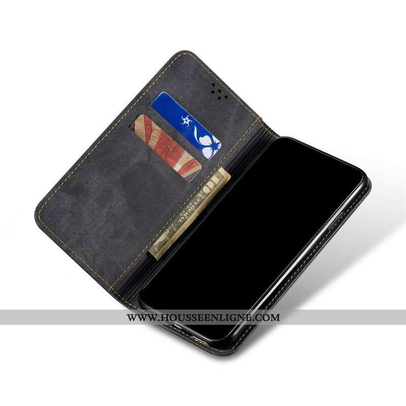 Flip Cover Samsung Galaxy A42 5G Tissu Jeans