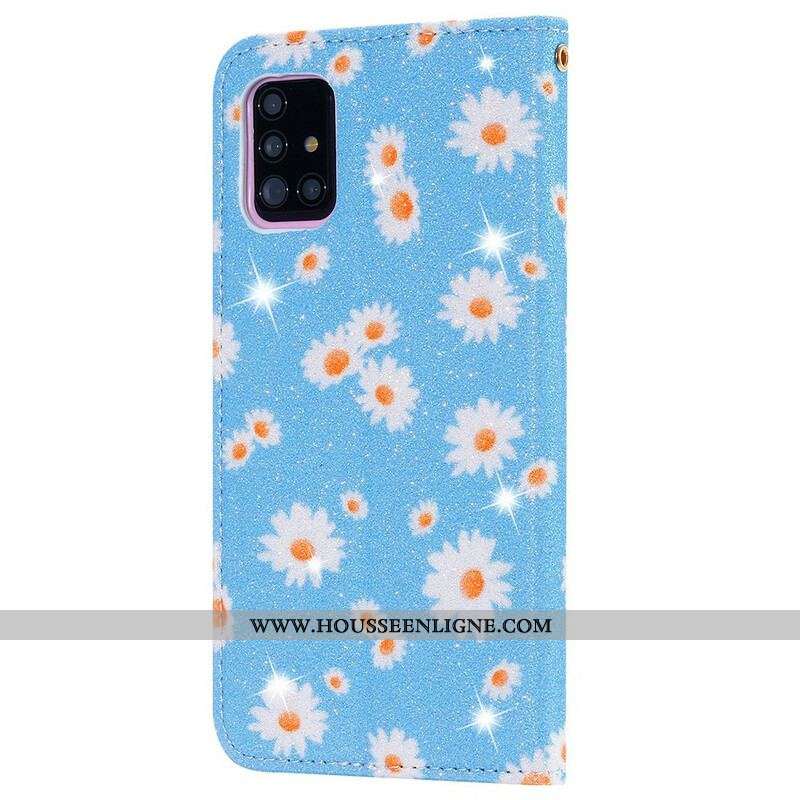 Flip Cover Samsung Galaxy A51 5G Simili Cuir Marguerites