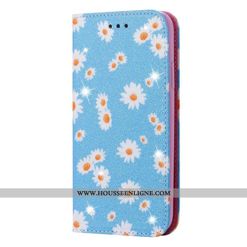 Flip Cover Samsung Galaxy A51 5G Simili Cuir Marguerites