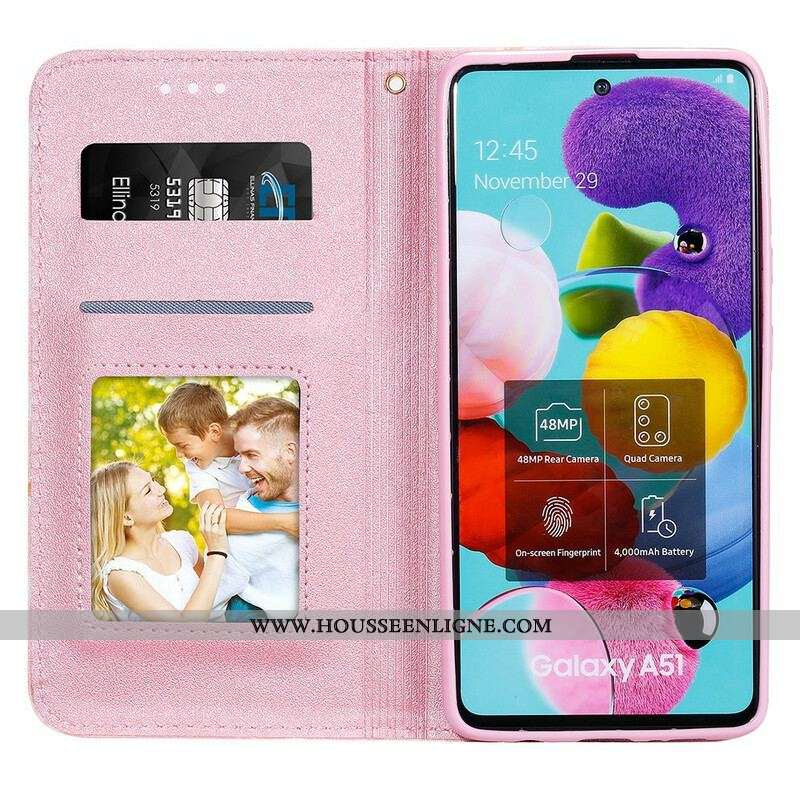 Flip Cover Samsung Galaxy A51 5G Simili Cuir Marguerites