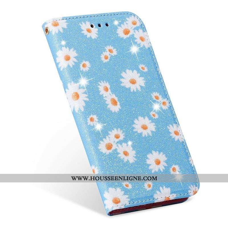 Flip Cover Samsung Galaxy A51 5G Simili Cuir Marguerites