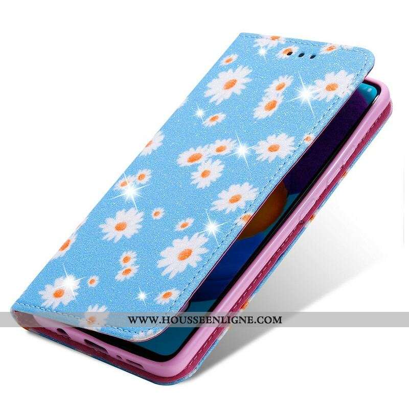 Flip Cover Samsung Galaxy A51 5G Simili Cuir Marguerites