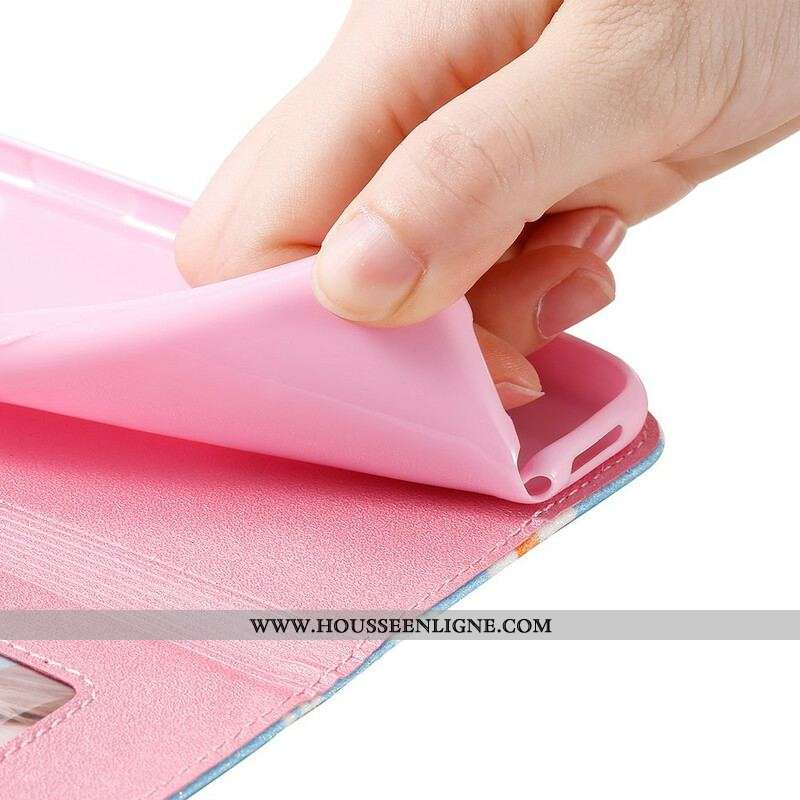 Flip Cover Samsung Galaxy A51 5G Simili Cuir Marguerites