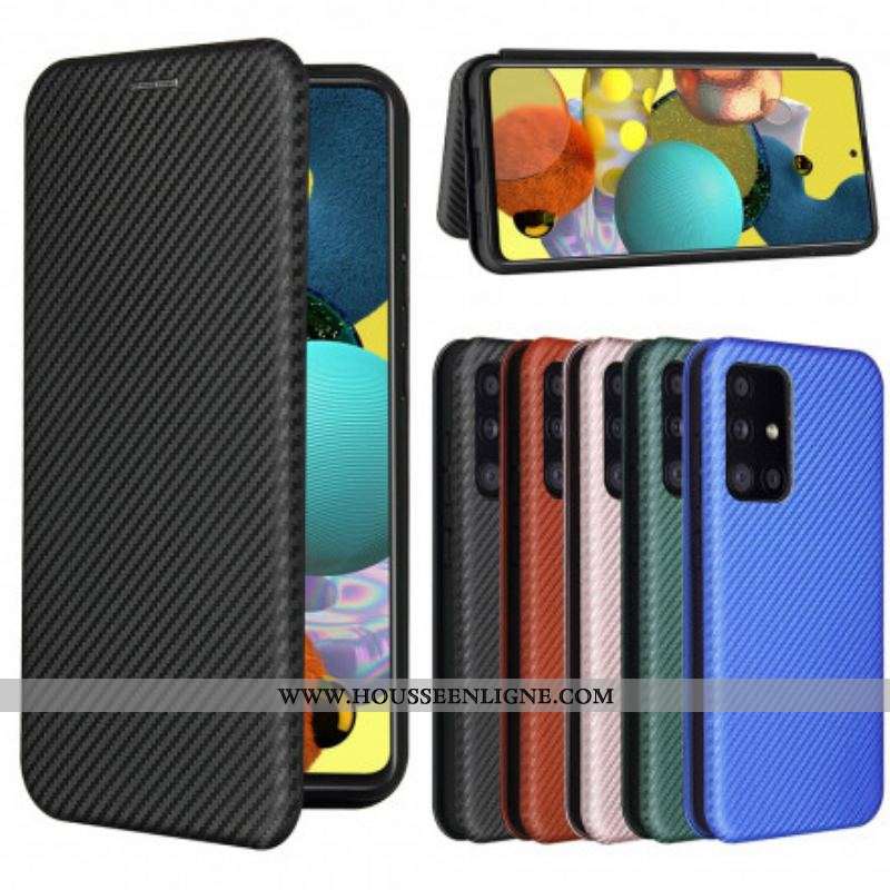 Flip Cover Samsung Galaxy A52 4G / A52 5G / A52s 5G Fibre Carbone