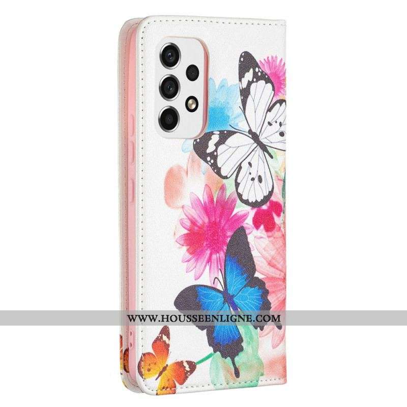 Flip Cover Samsung Galaxy A53 5G Papillons Colorés