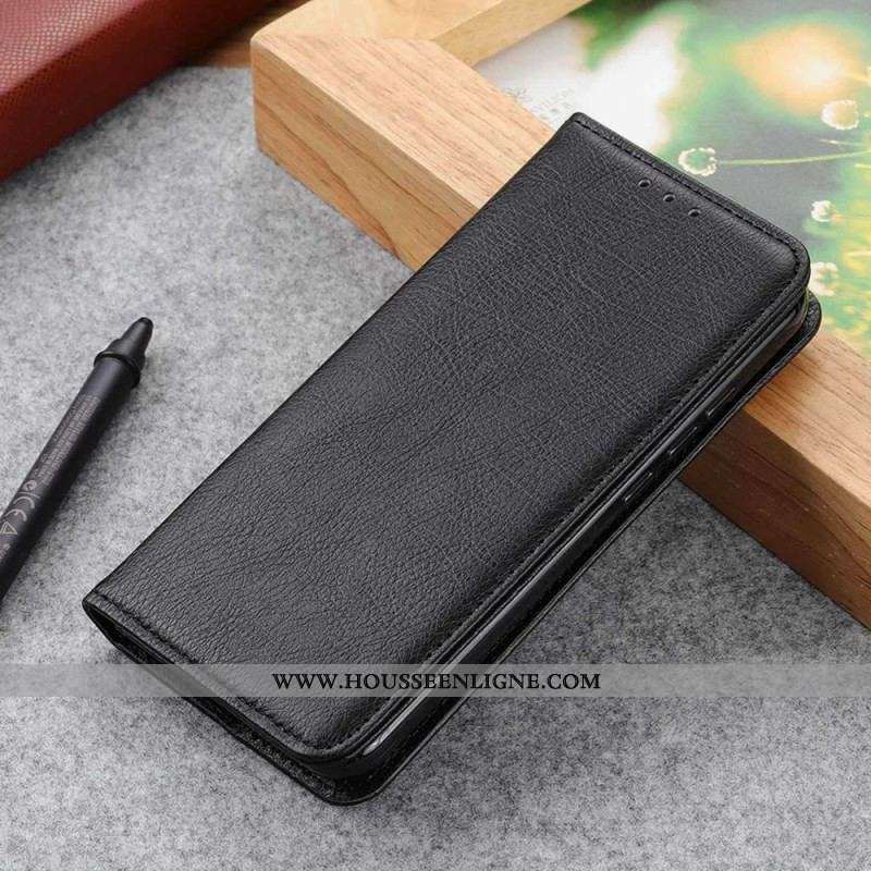 Flip Cover Samsung Galaxy M13 Cuir Fendu Litchi