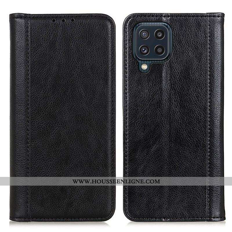 Flip Cover Samsung Galaxy M32 Cuir Litchi Fendu Élégance