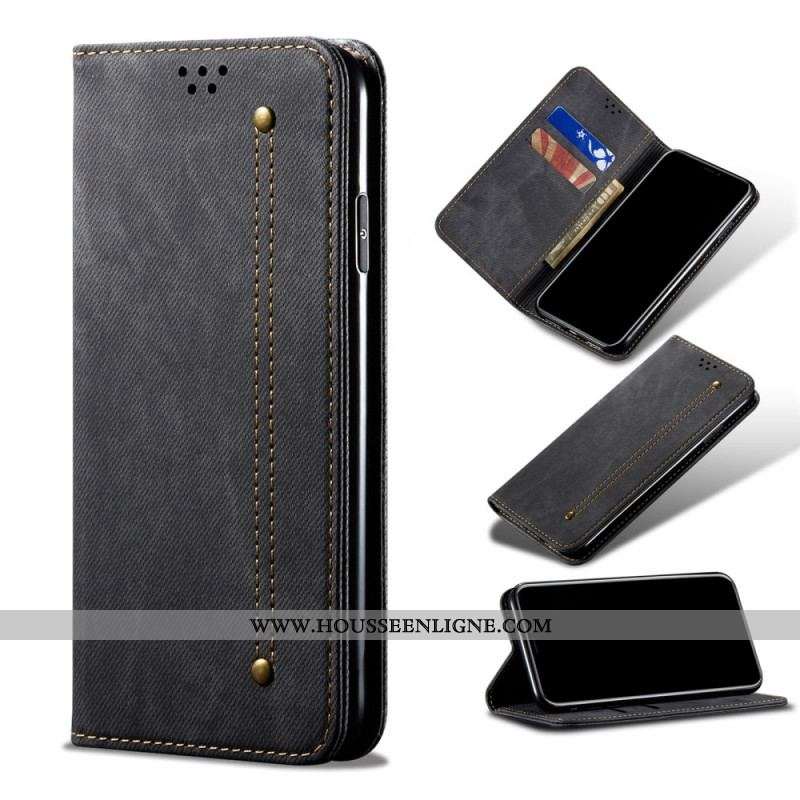 Flip Cover Samsung Galaxy M32 Tissu Jeans