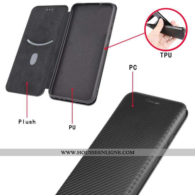 Flip Cover Samsung Galaxy M51 Fibre Carbone