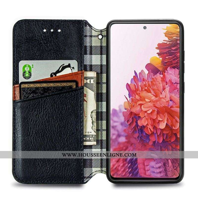 Flip Cover Samsung Galaxy S20 FE Simili Cuir Texture Diamant